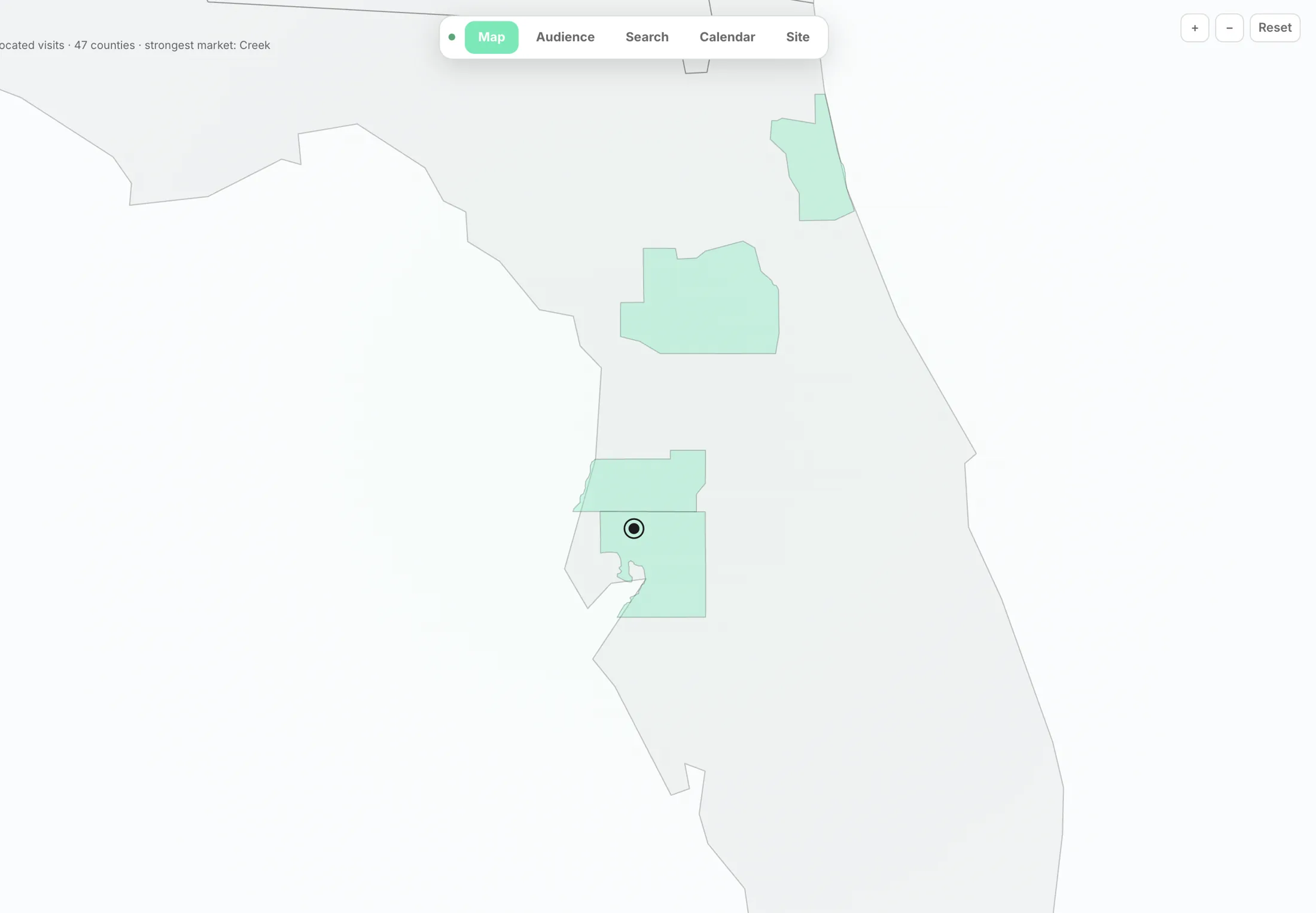 Map: Where your visitors actually are, county by county, with your strongest market named.